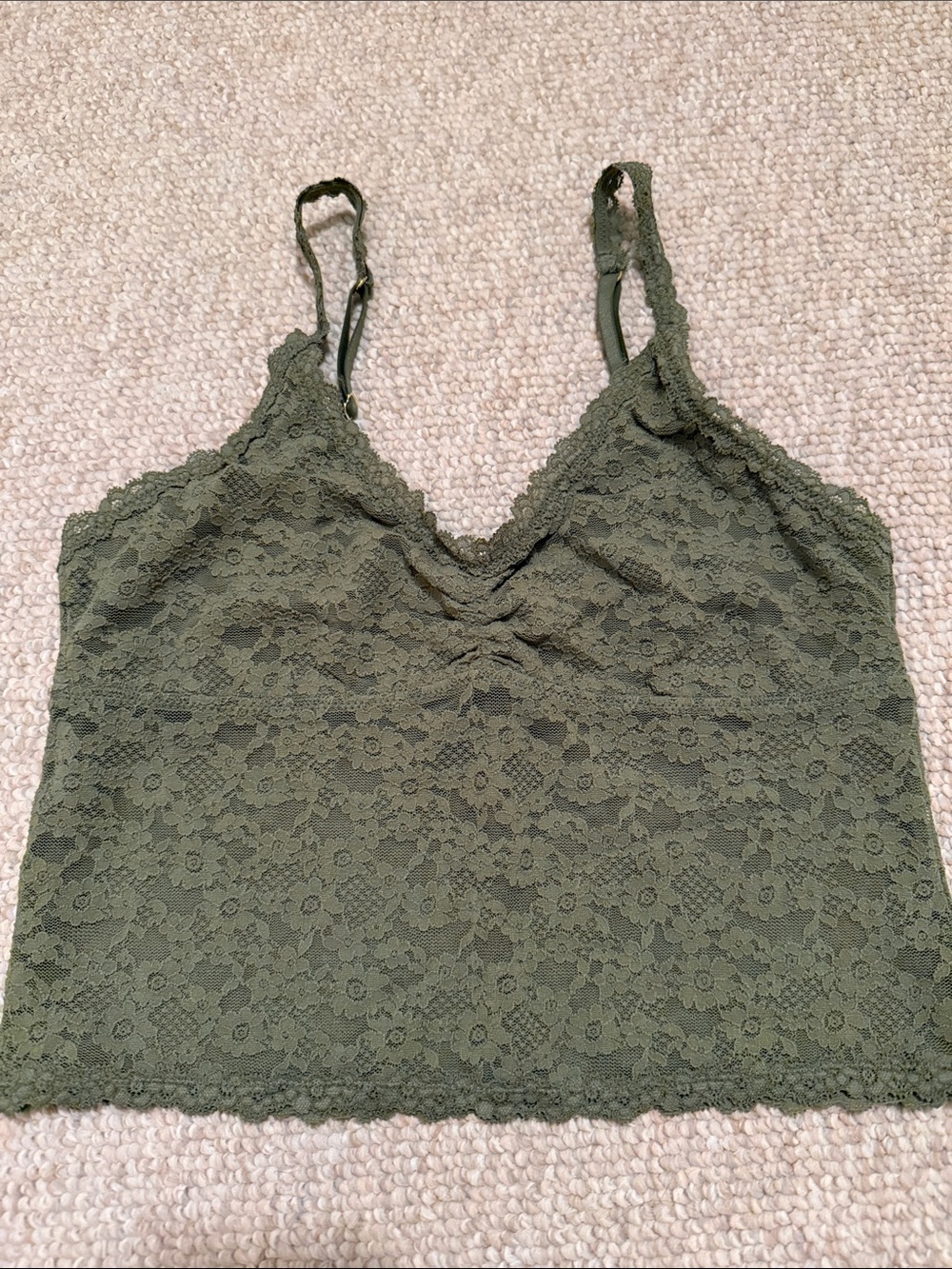 aerie Olive Green Lace V-Neck Camisole